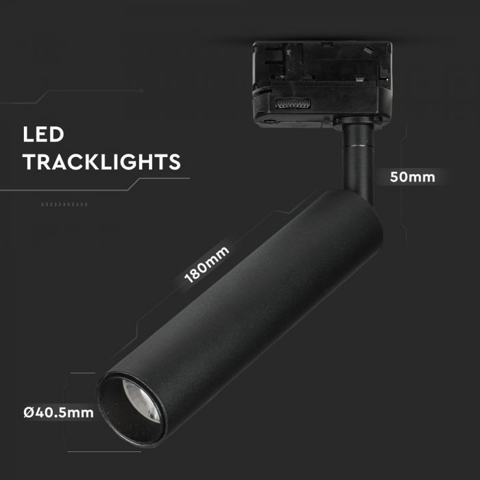 LED TRACK COB LIGHT 7W 420lm 3000K 24° 180X40.5X50 4-LINE BLACK SAMSUNG CHIP