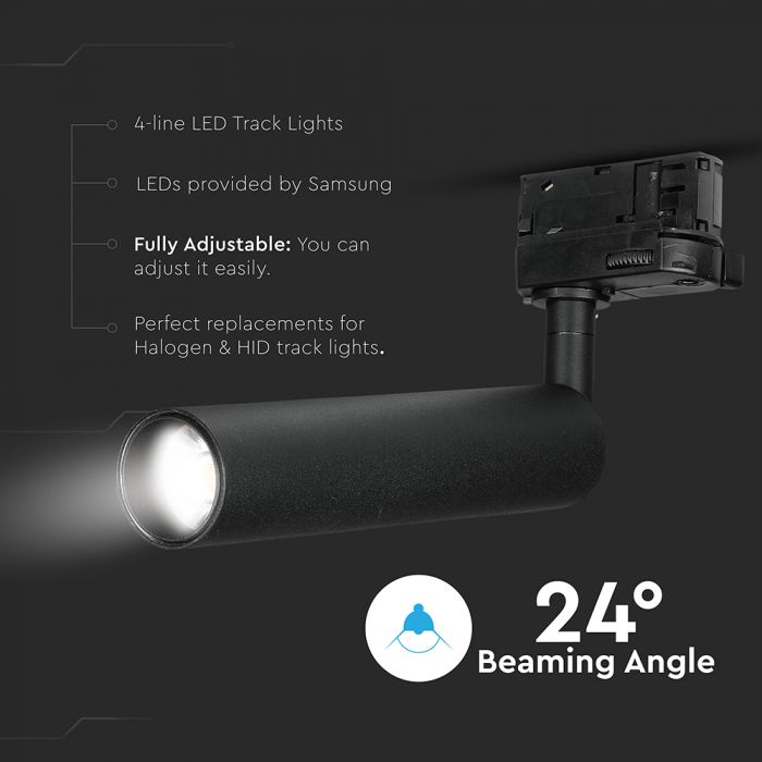 LED TRACK COB LIGHT 7W 420lm 3000K 24° 180X40.5X50 4-LINE BLACK SAMSUNG CHIP