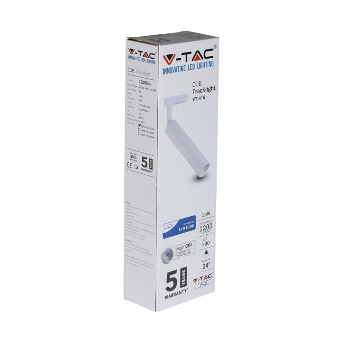 LED TRACK COB LIGHT 15W 1200lm 5000K 24° 200X50X50 4-LINE WHITE SAMSUNG CHIP