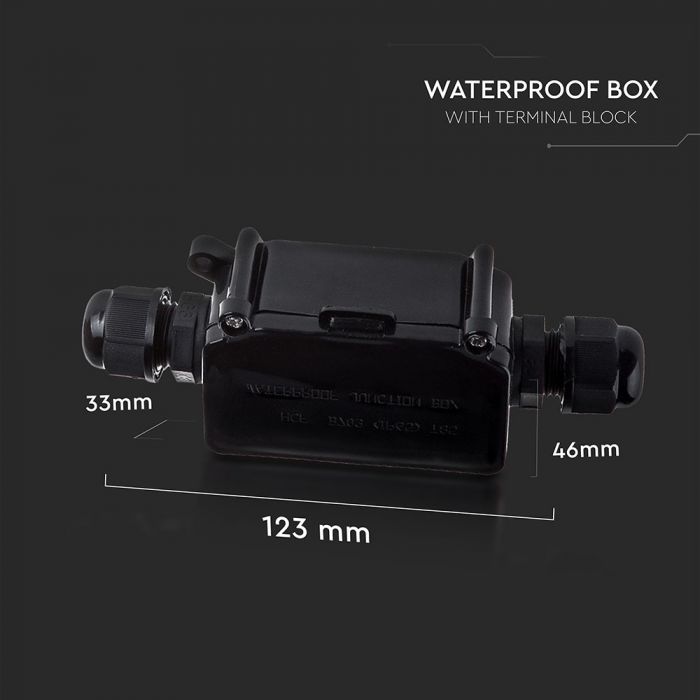 PLASTIC SQUARE BOX WITH TERMINAL BLOCK IP68 BLACK