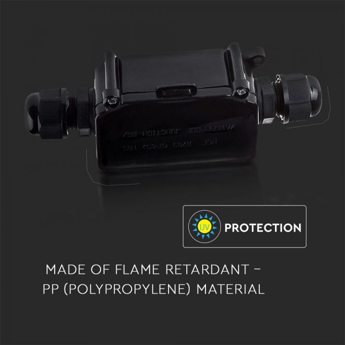 PLASTIC SQUARE BOX WITH TERMINAL BLOCK IP68 BLACK