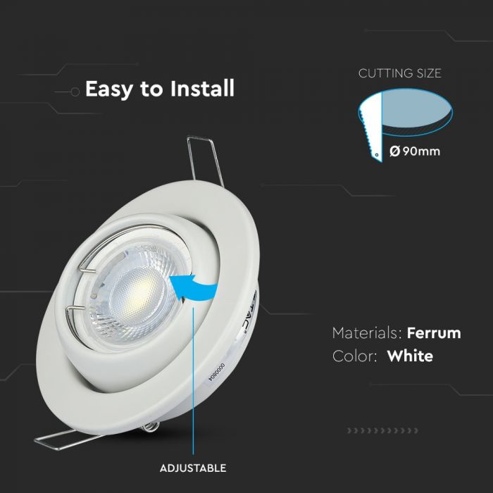 GU10 Housing Changing Angle Round White