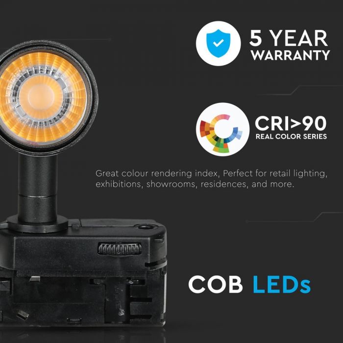 LED TRACK COB LIGHT 15W 1500lm WW 24° 200X50X50 4-LINE BLACK SAMSUNG CHIP