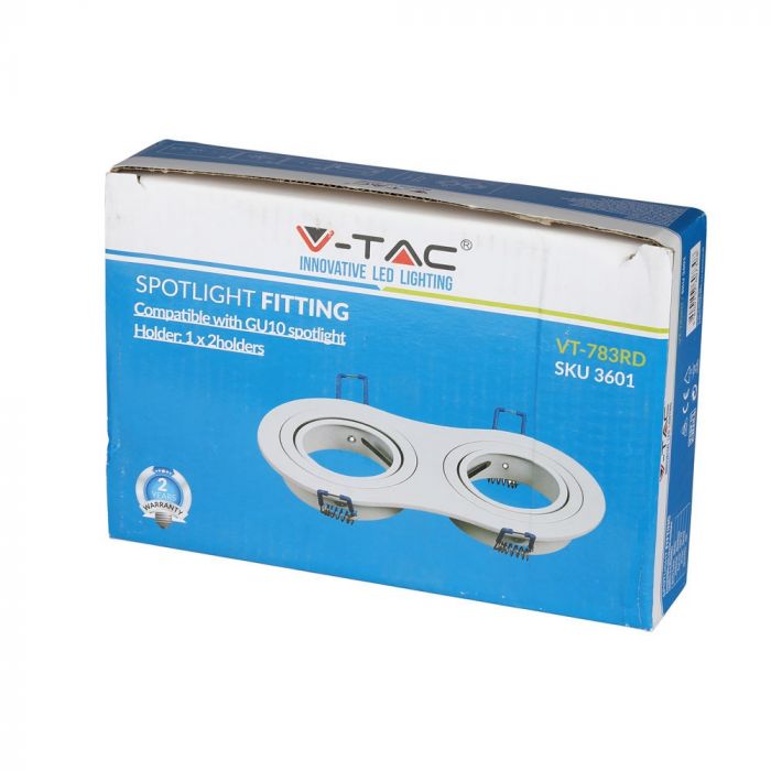 LED BRACKET TWIN 2XGU10 ROUND Movable WHITE 173X91 (155X75)