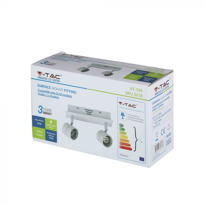 LED TRACK FITTING 2XGU10 WHITE