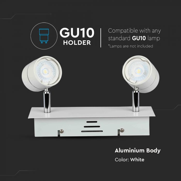 LED TRACK FITTING 2XGU10 WHITE
