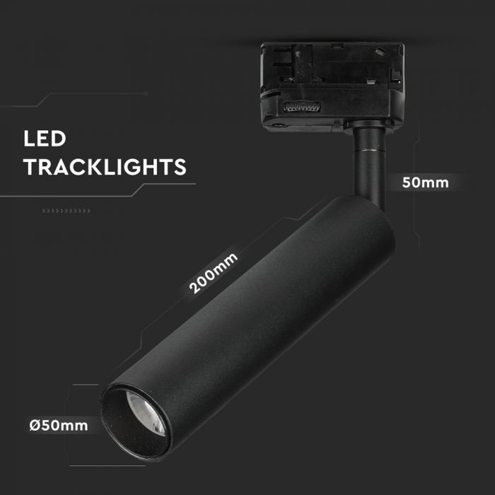 LED TRACK COB LIGHT 15W 1050lm 5000K 24° 200X50X50 4-LINE BLACK SAMSUNG CHIP