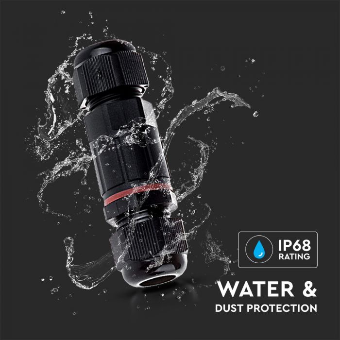 PLASTIC (UV RESISTANT) CYLINDER BOX WITH TERMINAL BLOCK 240V IP68 BLACK