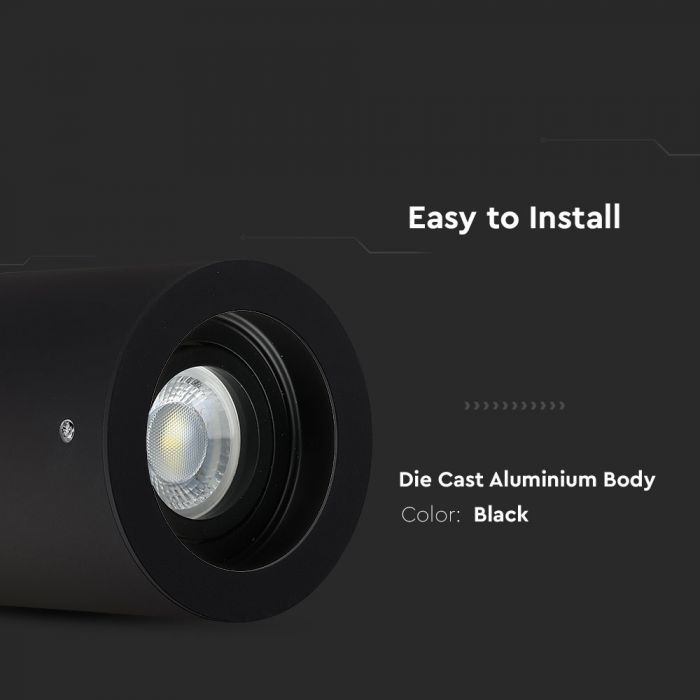 GU10 Fitting Surface Round Black