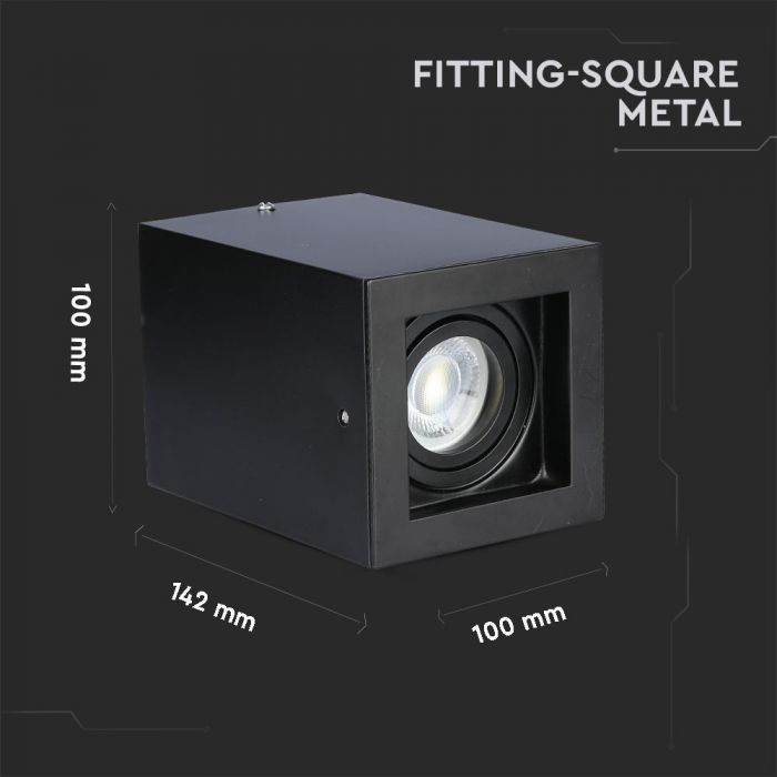 GU10 Fitting Surface Square Black