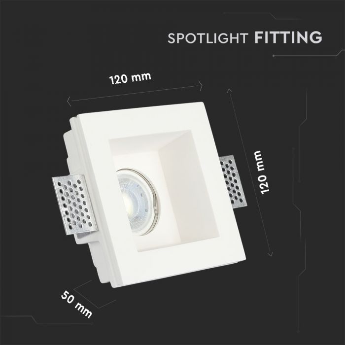 LED BRACKET GU10 SQUARE WHITE DEEP 190X140X80 (120) GYPSUM