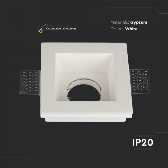 LED BRACKET GU10 SQUARE WHITE DEEP 190X140X80 (120) GYPSUM