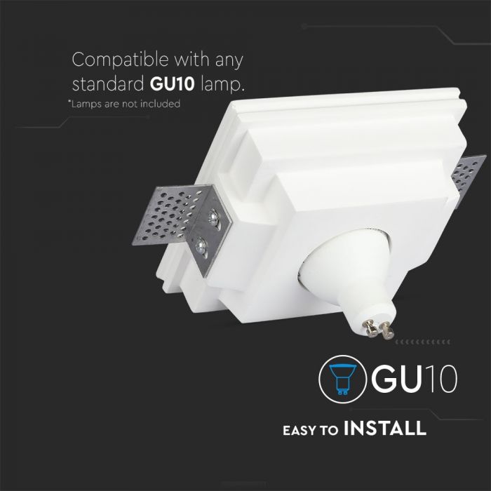 LED BRACKET GU10 SQUARE WHITE DEEP 190X140X80 (120) GYPSUM