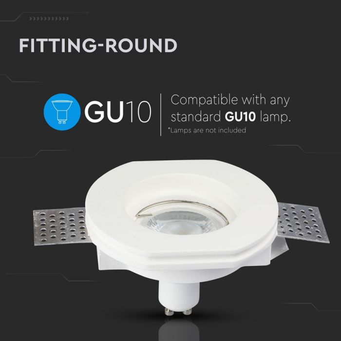 LED BRACKET GU10 ROUND WHITE 140X40 (100) GYPSUM