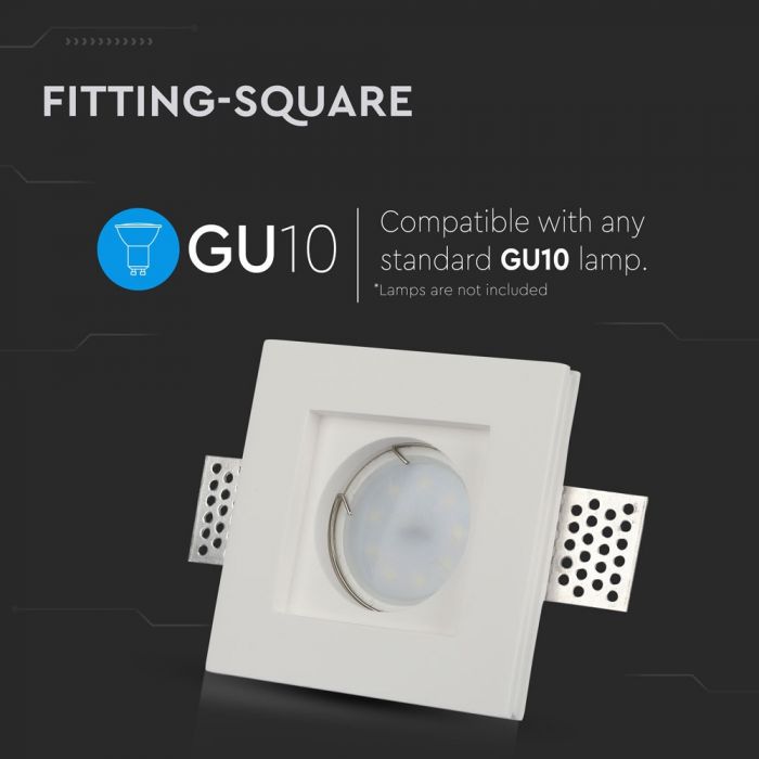 LED BRACKET GU10 SQUARE WHITE 170X120X35 (100) GYPSUM
