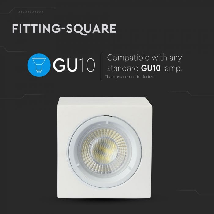 GU10 Fitting Square Gypsum Aluminium Ring White