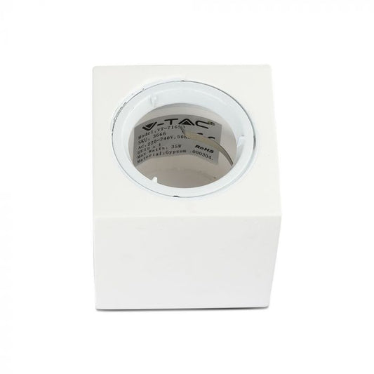 GU10 Fitting Square Gypsum Aluminium Ring White