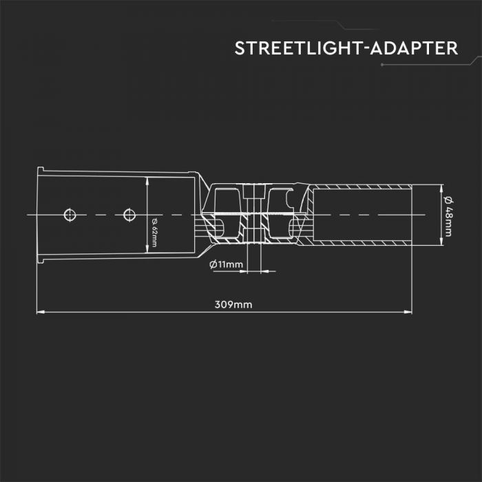 LED STREET LIGHT ADAPTER HOLDER GREY 60X48 ALUMINIUM