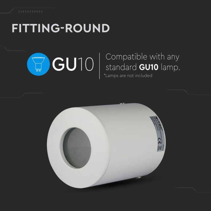 LED SURFACE MOUNTED GU10 FITTING ROUND WHITE 82X101 IP54