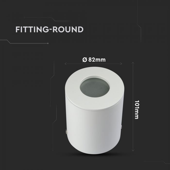 LED SURFACE MOUNTED GU10 FITTING ROUND WHITE 82X101 IP54