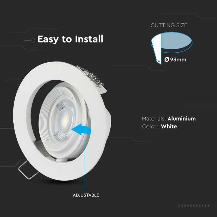 LED BRACKET ROUND Movable WHITE 102X46 (93) ZOOM FITTING