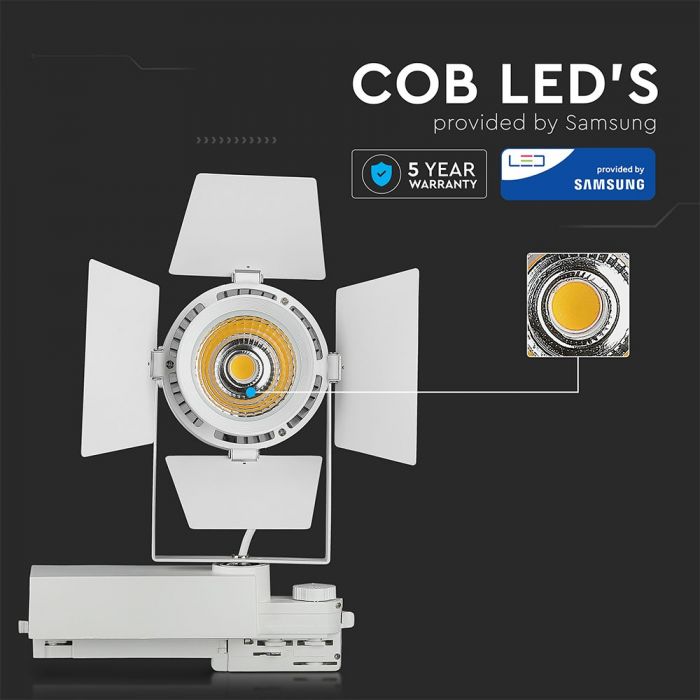 LED TRACK COB LIGHT 33W 2640lm WW 24-60° 17X23X24 4-LINE SAMSUNG CHIP WHITE