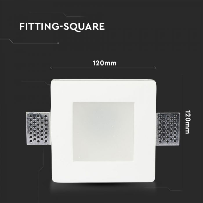 LED BRACKET GU10 SQUARE WHITE WITH FROST GLASS 120X60 (123) GYPSUM