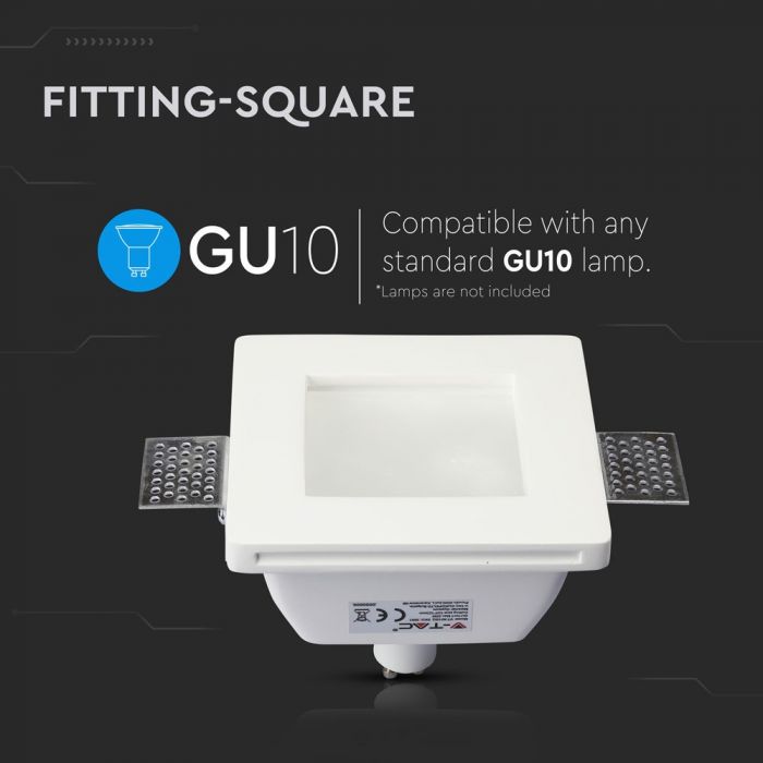 LED BRACKET GU10 SQUARE WHITE WITH FROST GLASS 120X60 (123) GYPSUM