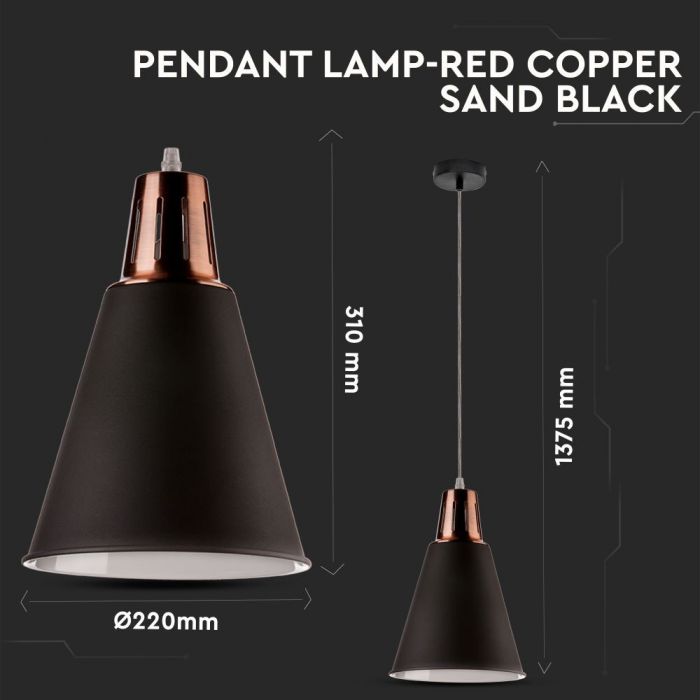 Modern Pendant Light Red Copper Sand Black