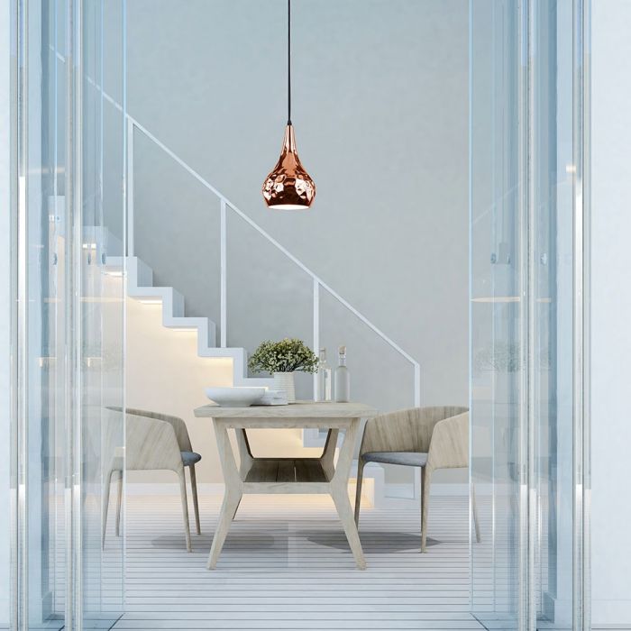 LED E27 PENDANT ROSE GOLD CMS LONG 18X100 COPPER