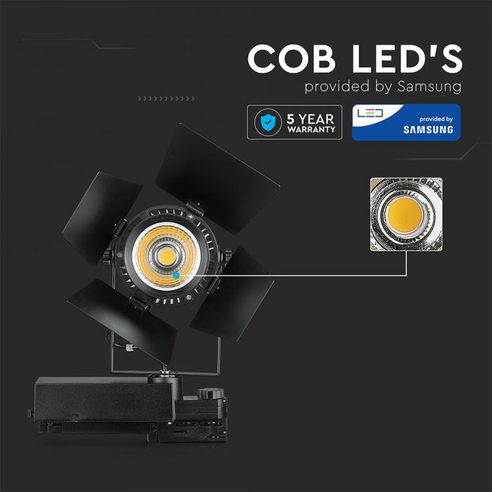 LED TRACK COB LIGHT 33W 2640lm WW 24-60° 17X23X24 4-LINE SAMSUNG CHIP BLACK