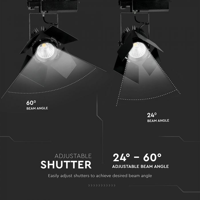 LED TRACK COB LIGHT 33W 2640lm WW 24-60° 17X23X24 4-LINE SAMSUNG CHIP BLACK