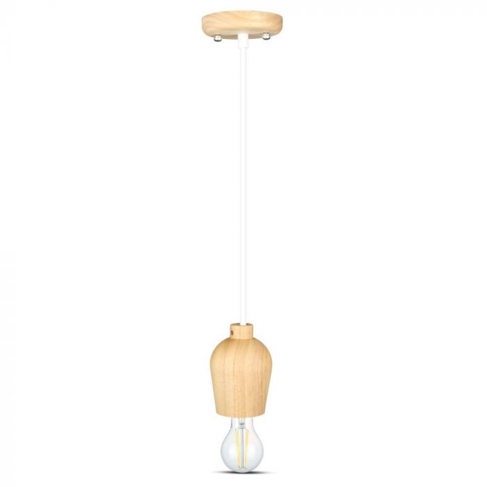 LED E27 PENDANT WHITE WIRE 73X102X100 WOODEN