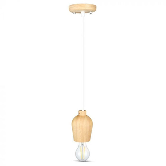 LED E27 PENDANT WHITE WIRE 73X102X100 WOODEN
