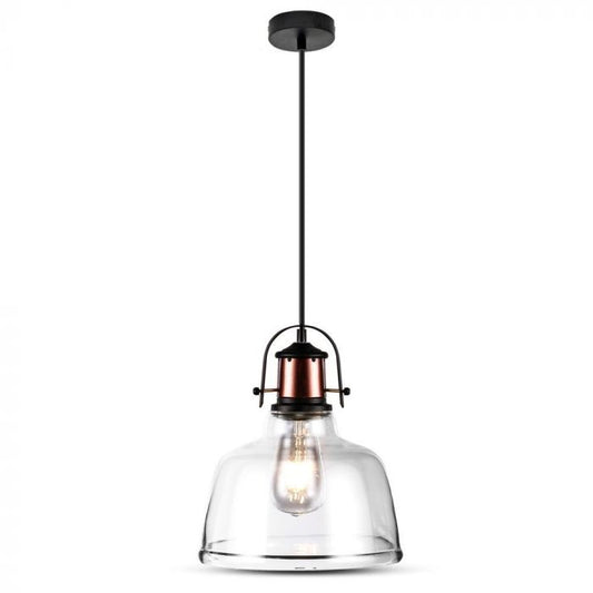 LED E27 PENDANT TRANSPARENT BLACK CANOPY 220X280X1150 GLASS
