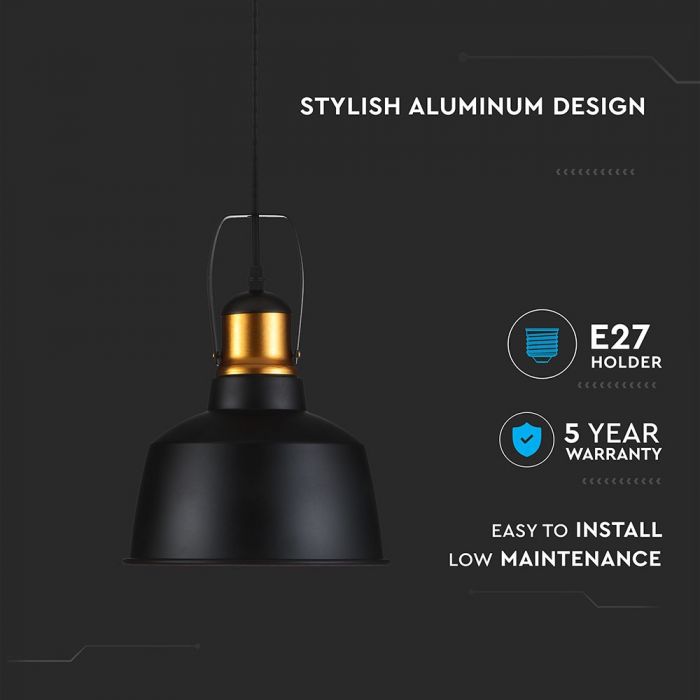 LED E27 PENDANT BLACK 23X31X115 ALUMINIUM