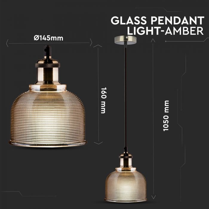 LED E27 PENDANT AMBER 15X16X105 GLASS