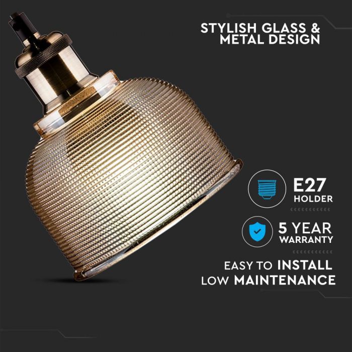 LED E27 PENDANT AMBER 15X16X105 GLASS