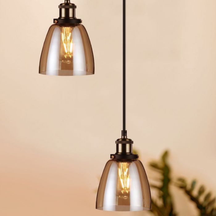 LED E27 PENDANT AMBER 14X24X113 VINTAGE GLASS