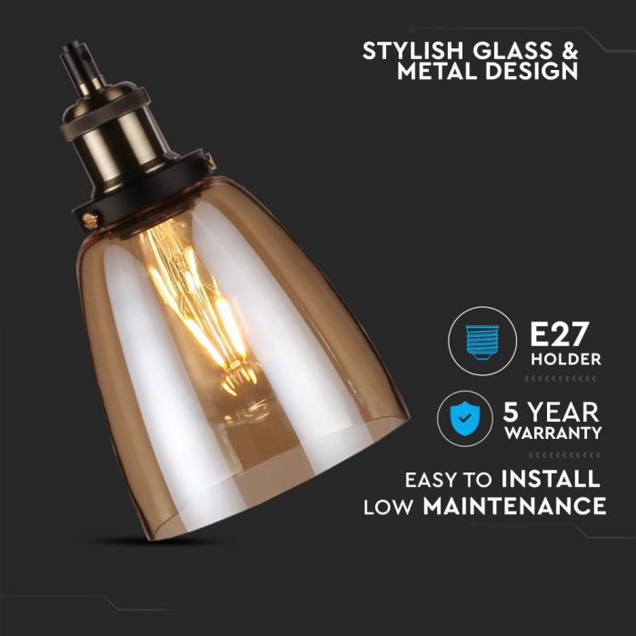 LED E27 PENDANT AMBER 14X24X113 VINTAGE GLASS