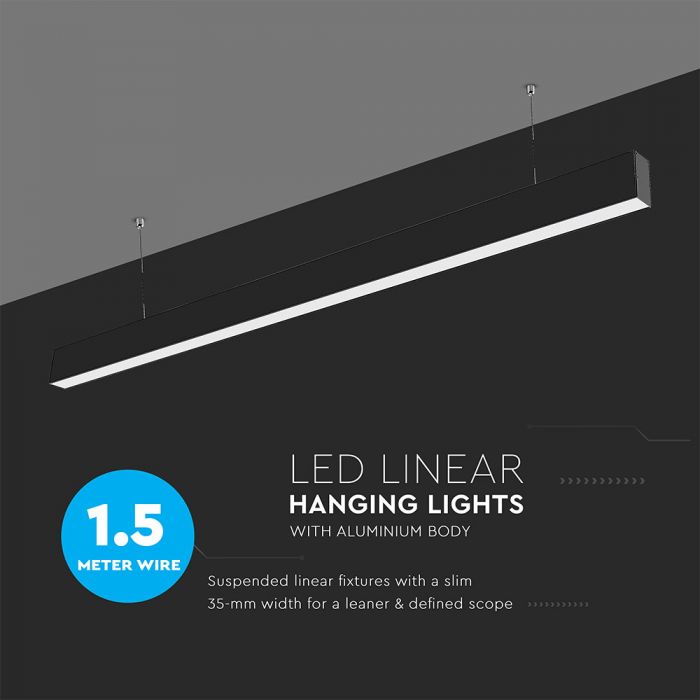 LED LINEAR HANGING SUSPENSION 40W CW 4000lm 120° 1200X35X67 ALUMINIUM SAMSUNG BLACK A++