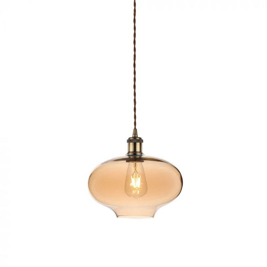 LED E27 PENDANT VINTAGE LIGHT AMBER 26X26X115 GLASS