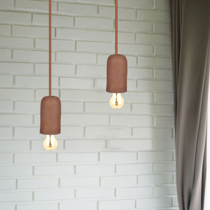 LED E27 PENDANT BROWN 95X50X1050 CONCRETE