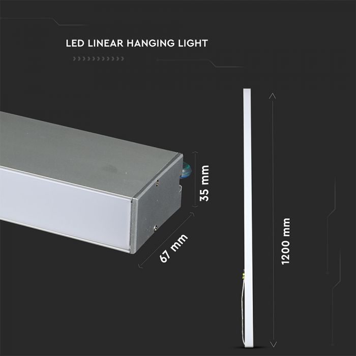 LED LINEAR HANGING SUSPENSION 40W DL 4000lm 120° 1200X35X67 ALUMINIUM SAMSUNG SILVER