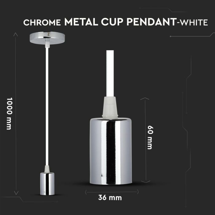 Chrome Pendant Light White