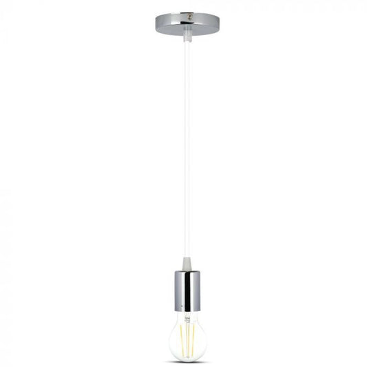 LED E27 PENDANT CHROME METAL 36X60 LIGHT WHITE