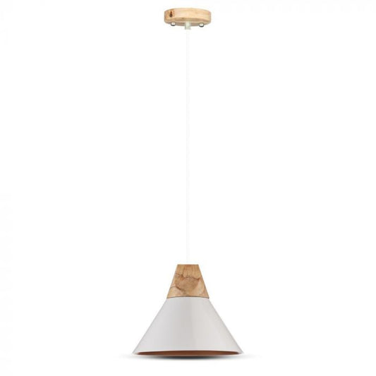 LED E27 PENDANT MODERN WHITE 25X20X110 ALUMINIUM + WOODEN TOP