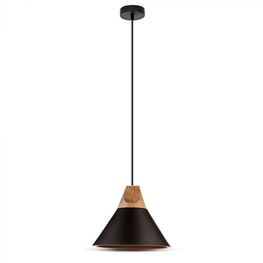 LED E27 PENDANT MODERN BLACK 25X20X110 ALUMINIUM + WOODEN TOP