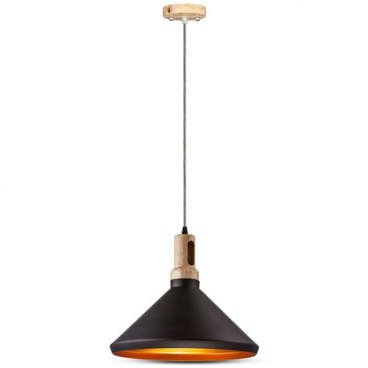 LED E27 PENDANT MODERN LONG BLACK 35X30X110 WOODEN TOP