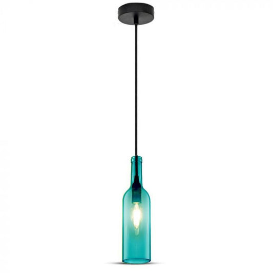 LED E27 PENDANT BOTTLE LIGHT BLUE 7X28X115 GLASS